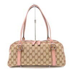 GUCCI GG Twins Canvas Boston Bag Pink